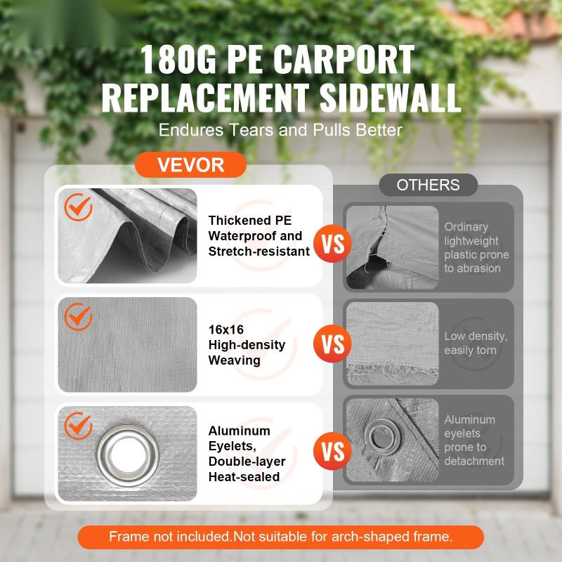 Pressuseinä autotalliteltalle PE kudottu kangas UV-suojattu 6000 x 3950 mm harmaa