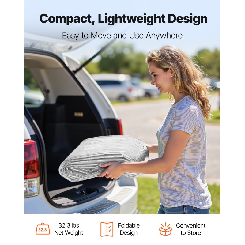 Autokatoksen vaihdettava kate 210g PE 3,6 x 6 m PU-pinnoite UV-suojattu