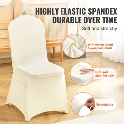 Taittotuolinsuojat 95% polyesterikuitu 5% spandex 30 kpl ivorinsävyinen sopii käsinojattomiin tuoleihin