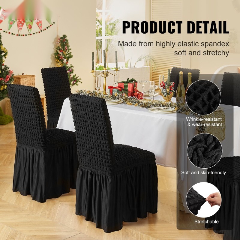 Tuolinpäälliset 95 prosenttia polyesteriä 5 prosenttia spandeksia 4 kpl musta