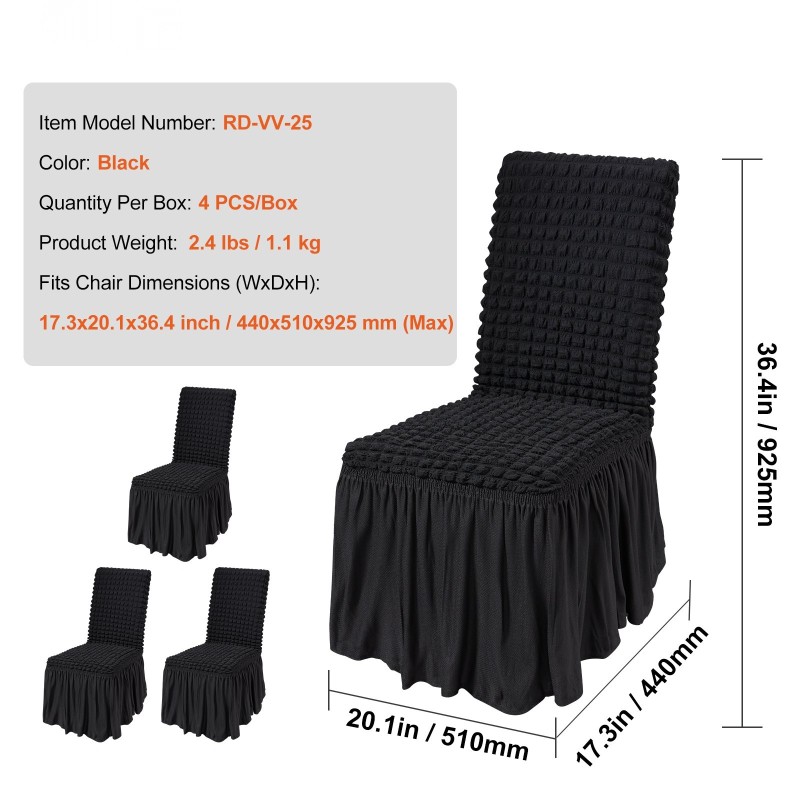 Tuolinpäälliset 95 prosenttia polyesteriä 5 prosenttia spandeksia 4 kpl musta