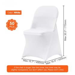 Tuolinsuojat joustava spandex-kangas kokoontaitettaville tuoleille valkoinen 50 kpl