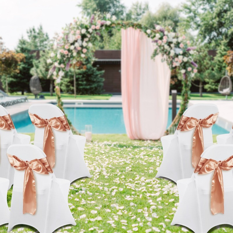 Tuolinsuojat joustava spandex-kangas kokoontaitettaville tuoleille valkoinen 50 kpl