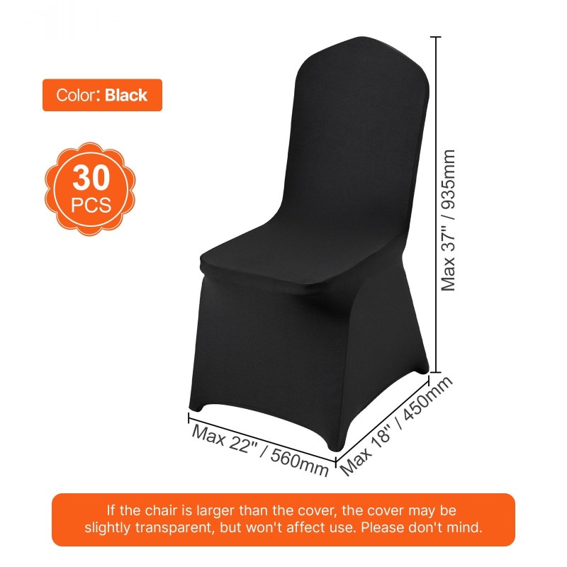 Tuolinsuojukset elastaanikangas 30 kpl musta pesukelpoiset taittotuoleille