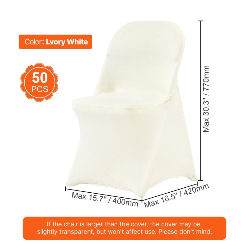 Taittotuolisuoja joustava spandex norsunluunvalkoinen 50 kpl konepestävä käsinojattomille