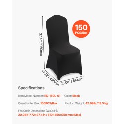 Tuolinsuojat polyesteri-elastaani joustavat 150 kpl musta enintään 510×450×950 mm