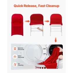 Tuolinpäälliset polyesteri-spandex 50 kpl punaiset joustavat etupuolelta tasaiset koolle 450x460x770 mm