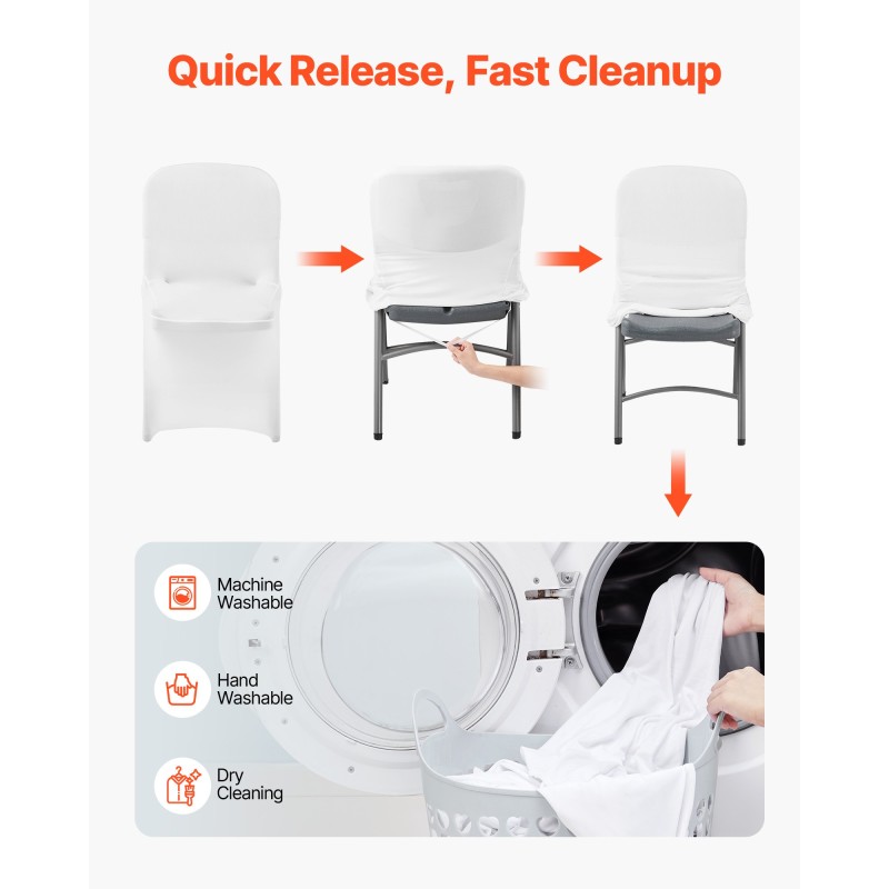 Tuolinpäälliset polyesteri-spandex valkoiset 30 kpl sopivat juhla- ja bankettituoleille