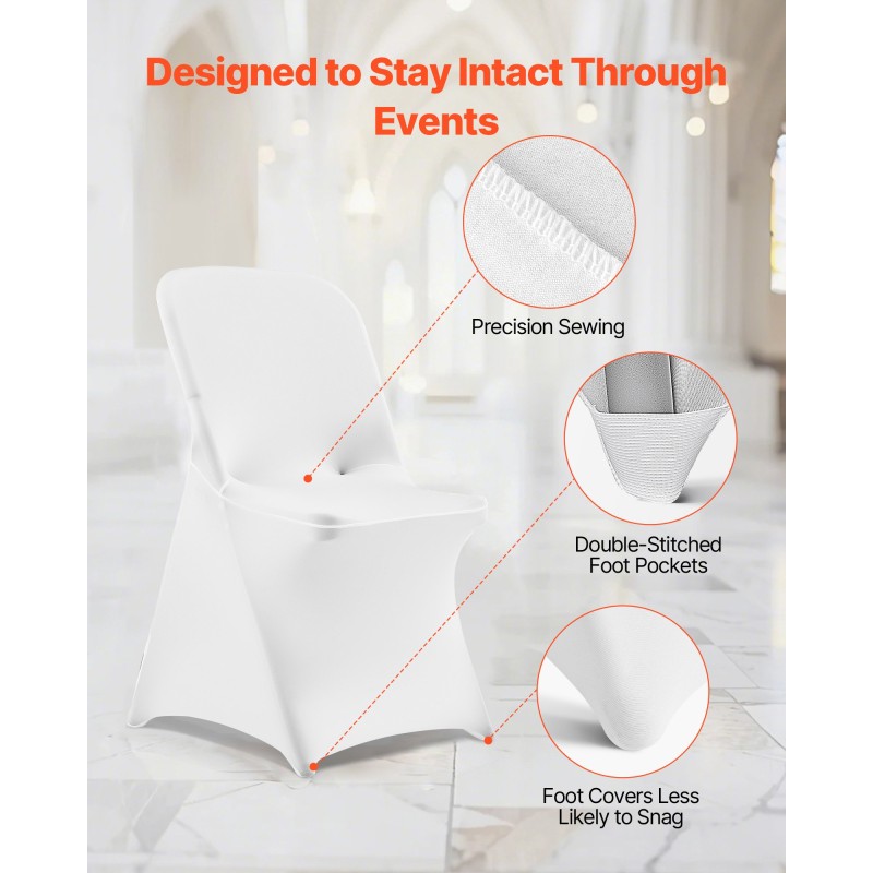 Tuolinpäälliset polyesteri-spandex valkoiset 30 kpl sopivat juhla- ja bankettituoleille