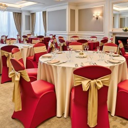 Tuolinpäälliset polyesteri-elastaani 50 kpl punaiset täyspitkät 510x450x950 mm