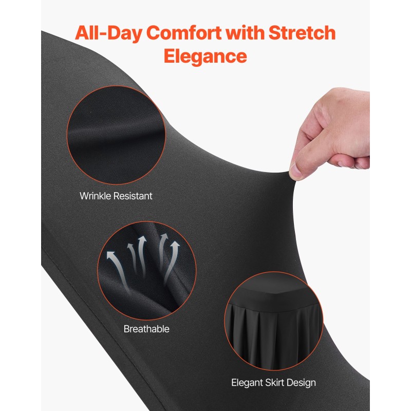 Tuolinpäälliset polyesteri spandex musta 30 kpl sopii tuoleille 510x450x950 mm