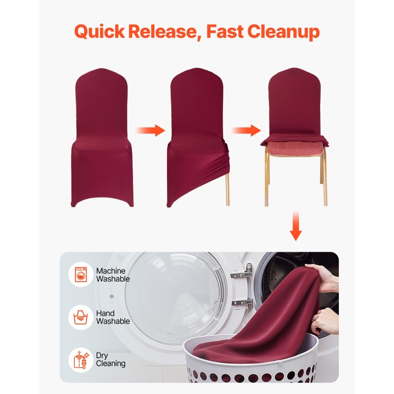 Tuolinpäälliset polyesteri-elastaani 50 kpl burgundinpunainen sopii tuoleille enintään 510x450x950mm