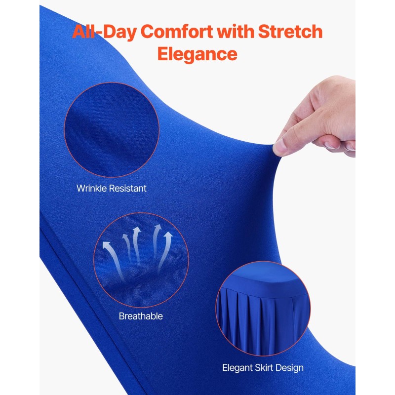 Tuolinpäälliset polyesteri-spandex 30 kpl sininen joustava tasapintaisille tuoleille 510x450x950 mm