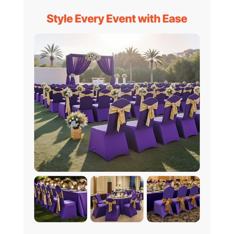 Tuolinsuojukset polyesteri-elastaani 50 kpl violetti joustava tasapintaisille tuoleille 510x450x950 mm