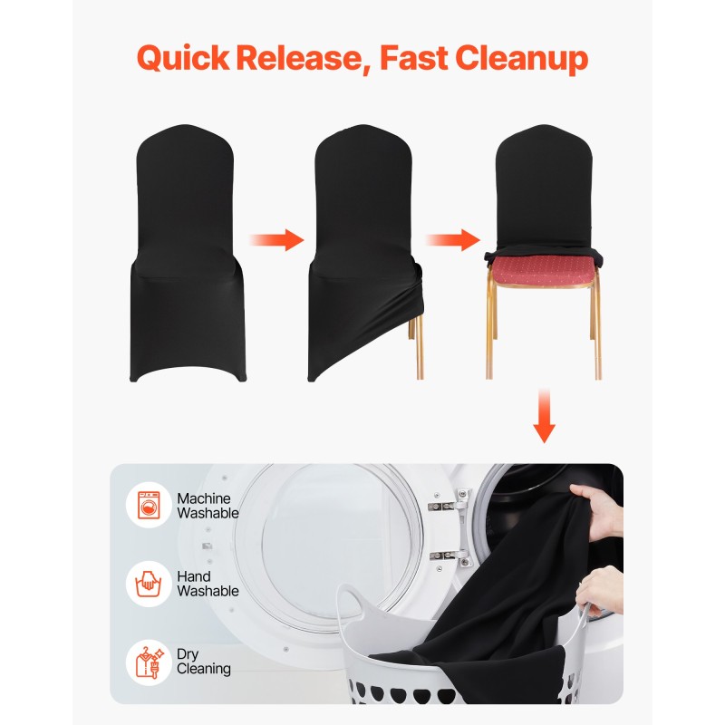 Tuolinsuojat polyesteri elastaani joustavat täysin peittävät 100 kappaleen pakkaus musta