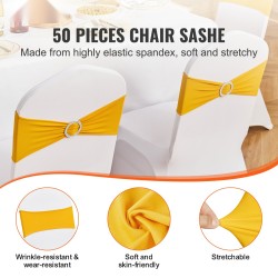 Tuolivyöt polyesterikuitu elastaani pyöreä solki 50 kpl kultankeltainen häihin