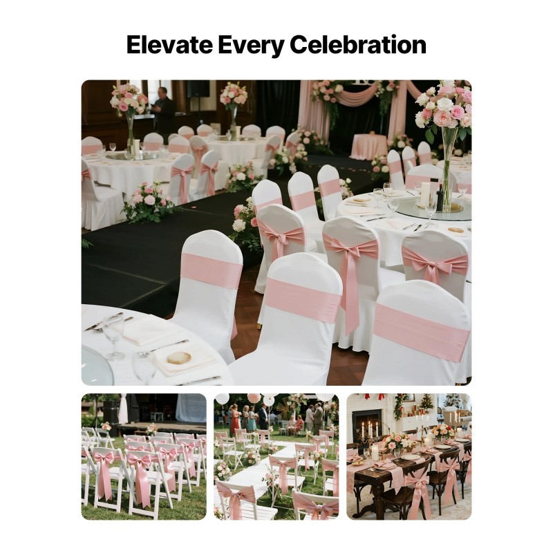 Satiininen tuolinauhapaketti 50 kappaletta 17 cm leveä 275 cm pitkä ruusukulta