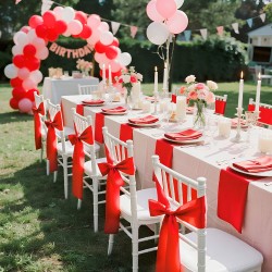 Satiiniset tuolinauhat 100 kpl 170 mm leveät 2750 mm pitkät punaiset