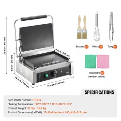 Sähköinen ruostumaton teräs paninigrilli emaloitu paistopinta 2200 wattia ammatti- ja kotikäyttöön