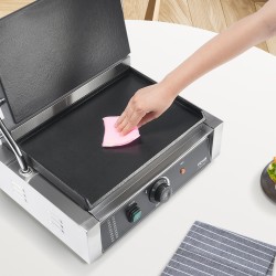 Sähköinen ruostumaton teräs paninigrilli emaloitu paistopinta 2200 wattia ammatti- ja kotikäyttöön