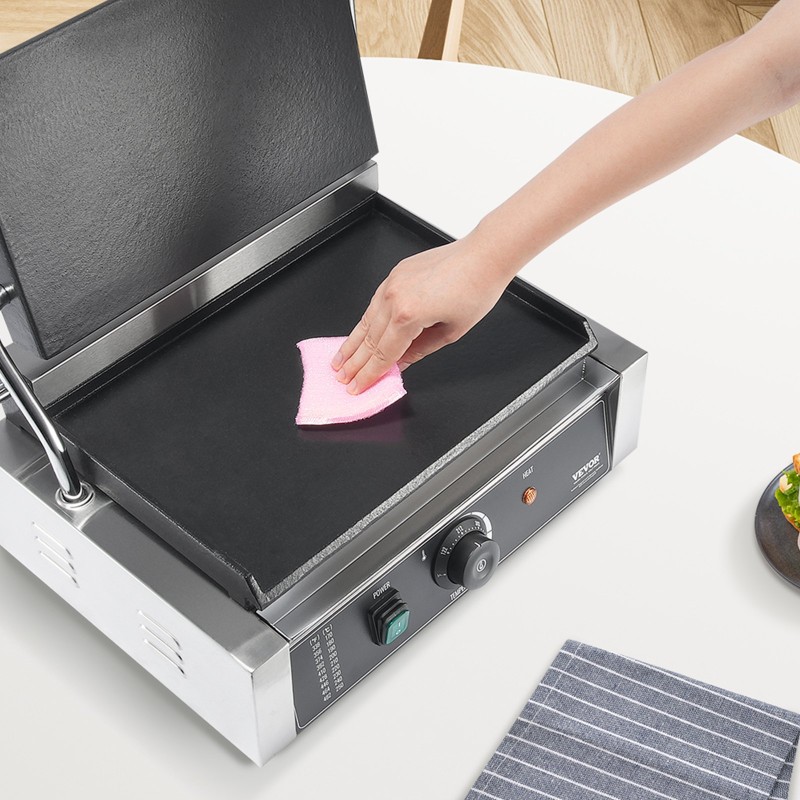 Sähköinen ruostumaton teräs paninigrilli emaloitu paistopinta 2200 wattia ammatti- ja kotikäyttöön