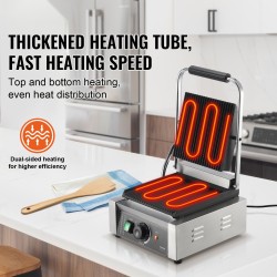 Sähköinen paninigrilli 1800W ruostumaton teräs 23x23 cm täysurattu emaloitu paistolevy