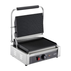Sähköinen paninigrilli 2200W ruostumaton teräs 34x23 cm uritettu emalilevy lämpötilansäätö 50–300°C