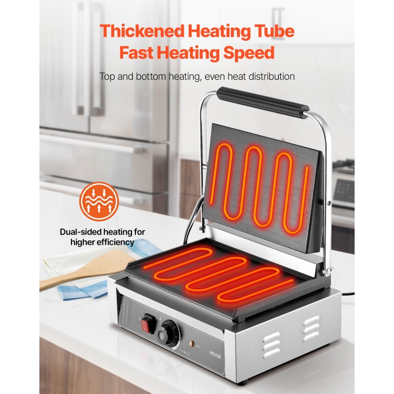 Sähköinen paninigrilli 2200W ruostumatonta terästä 34x23 cm emalipinta