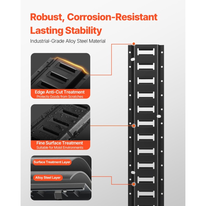 Teräksinen E-kiskosarja 610 mm 4 kpl 907 kg kantavuus perävaunuille ja pakettiautoihin
