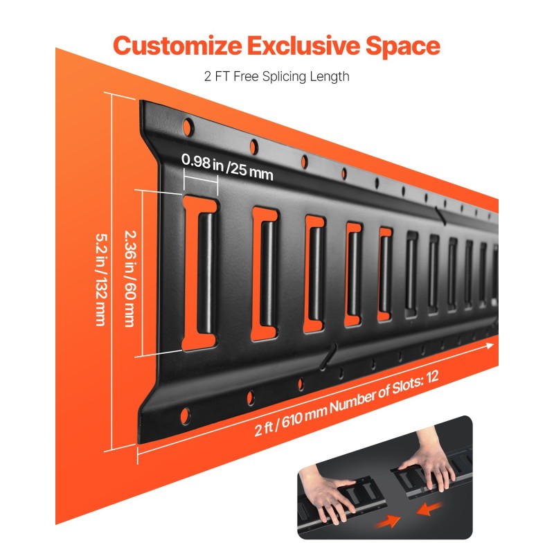 Teräksinen E-kiskosarja 610 mm 4 kpl 907 kg kantavuus perävaunuille ja pakettiautoihin