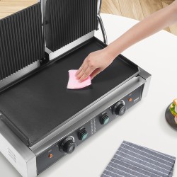 Paninigrilli sähköinen 3600W kaksipuolinen ruostumaton teräs emaloitu paistopinta 485×230 mm