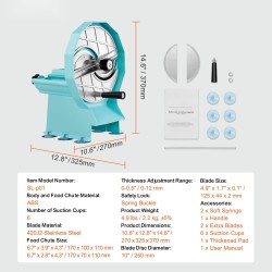 Manuaalinen vihannes- ja hedelmäleikkuri ruostumatonta terästä paksuus säädettävissä 0–12 mm kaksi syöttöaukkoa