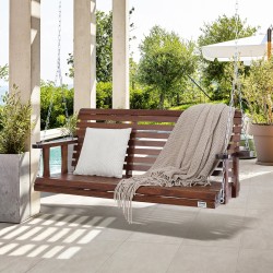 Puumainen kuistikeinu setripuu 170 cm ripustettava ulkokäyttöön hiiltynyt ruskea