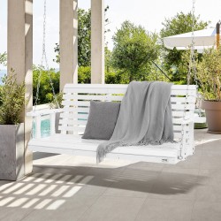 Seetripuinen keinupenkki ulkokäyttöön 1702x710x600 millimetriä valkoinen 880 paunan kantavuus