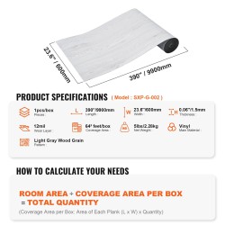 Itsekiinnittyvä vinyylilaatta vaaleanharmaa puunsyykuosi 9900x600 mm 1,5 mm 1 kpl