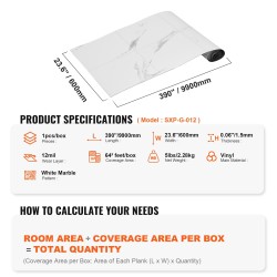 Itsekiinnittyvät vinyylilaatat 600 mm 9900 mm 1,5 mm vesitiivis valkoinen marmorikuvio