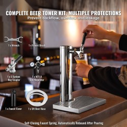 Yksihanainen ruostumattomasta teräksestä eristetty oluttornisarja kaksoispainemittarisäätimellä ja S-järjestelmän