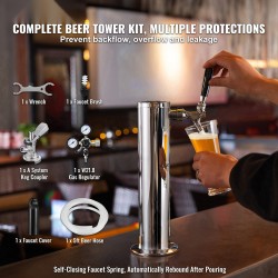 Yhden hanan ruostumattomasta teräksestä valmistettu oluttornisarja W21.8 kaksoismittaripainesäätimellä A-system liittimellä