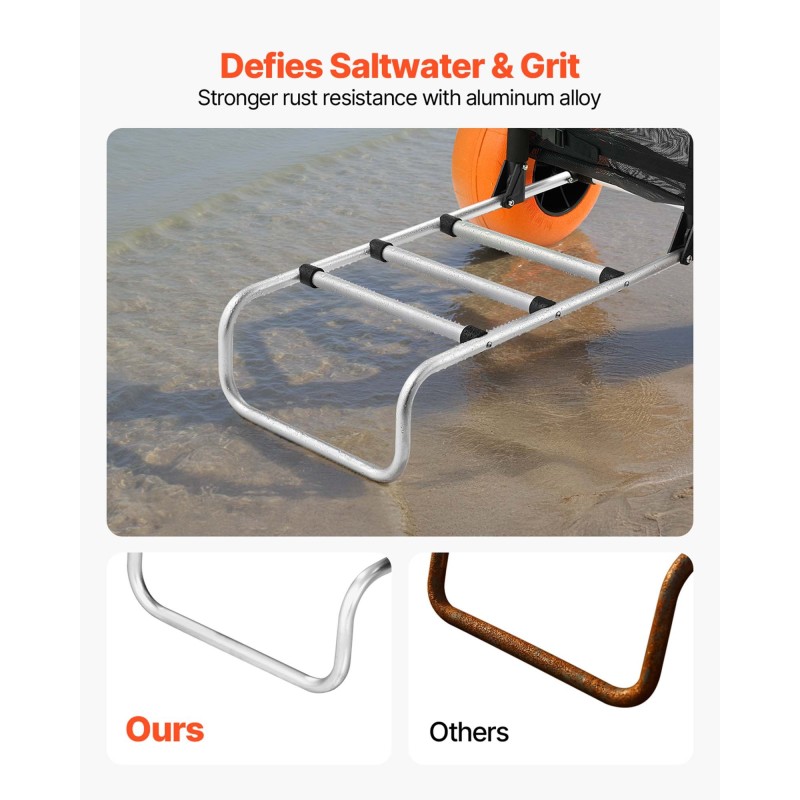 Rantakärry alumiinirunkoinen 29.9 x 15.4 tuuman kuljetustaso 12 tuuman täyskumipyörillä rantakäyttöön