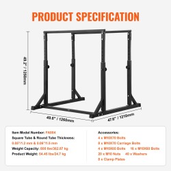 Dip-tanko teräs 363 kg kantavuus säädettävä korkeus kotikuntosalille