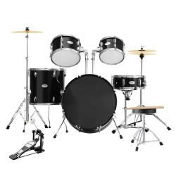 5 osainen täysikokoinen rumpusetti poppelirungolla PET kalvolla 22 tuuman bassorummulla musta