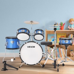 5-osainen juniorirumpusetti 14-tuumainen poppeli hiiliteräs säädettävä jakkara 6–13-vuotiaille