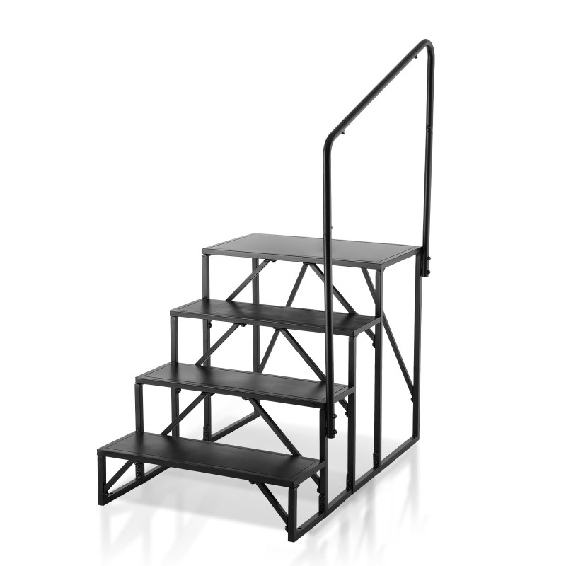 Matkailuajoneuvon 4-portaiset portaat kaiteella paksunnetusta seosteräksestä kantavuudella 199,6 kg