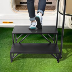 Matkailuauton 2-portaiset hiiliteräsaskelmat 199,6 kg kantavuus käsijohteella