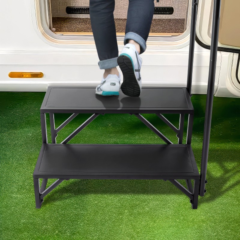 Matkailuauton 2-portaiset hiiliteräsaskelmat 199,6 kg kantavuus käsijohteella