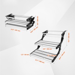 Matkailuauton 2-portaiset manuaaliset alumiiniaskelmat 199,58 kg kantavuus