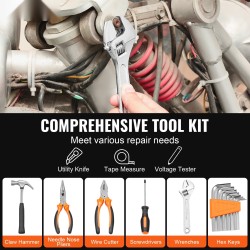 Kotitaloustyökalusarja 132 osaa korkealaatuinen teräs kromiviimeistely kannettava laukku kodin ja auton huoltoon