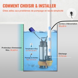 Uppopumppu ruostumaton teräs 2200 W 60000 l/h 10 m johto automaattinen kellukekytkin