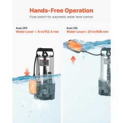 Uppopumppu ruostumaton teräs 710W 20000 l/h uimurikytkin jätevesi