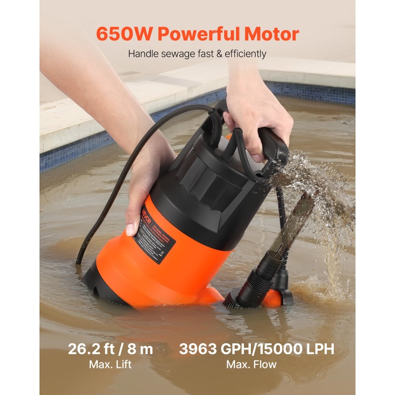 Uppopumppu 650 W PP-GF20-runko automaattinen uimurikytkin 15000 l/h 8 m nostokorkeus